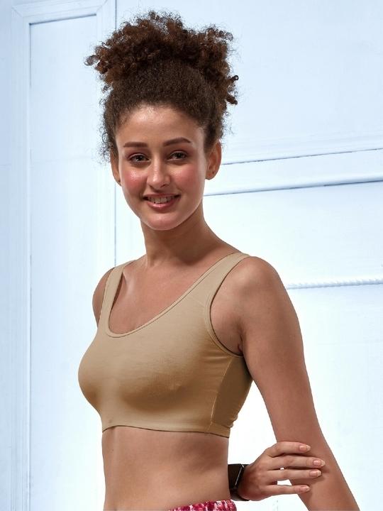 Lyra Women's Cotton Low Impact Sports Bra (Pack of 2)- Non Padded, Wire Free, Comfortable & Breathable Activewear for Yoga, Gym . (Navy Blue_Skin)