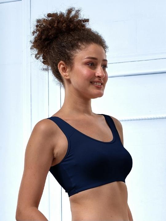 Lyra Women's Cotton Low Impact Sports Bra (Pack of 2)- Non Padded, Wire Free, Comfortable & Breathable Activewear for Yoga, Gym . (Navy Blue_Skin)