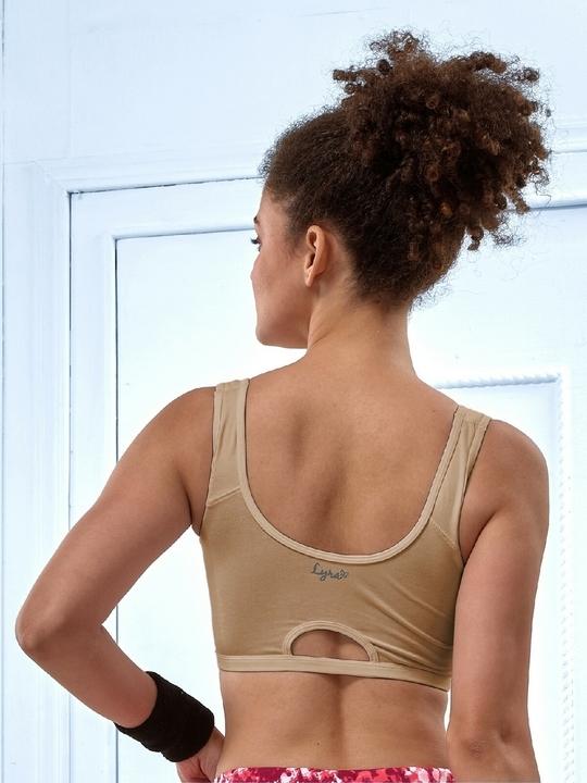 Lyra Women's Cotton Low Impact Sports Bra (Pack of 2)- Non Padded, Wire Free, Comfortable & Breathable Activewear for Yoga, Gym . (Navy Blue_Skin)