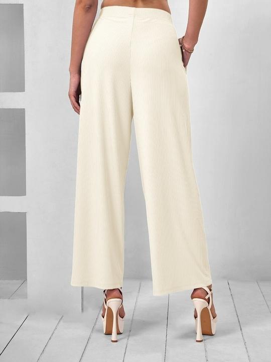 Lyra Womens Ribbed Palazzo Pants | Soft Stretch Fabric with Drawstring & Side Pockets