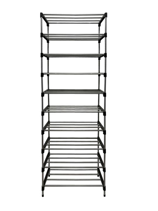 BHIMADA Foldable Modern 9 Tier Metal Shoe Cabinet, Rack for Clothe & Shoe(Brown)