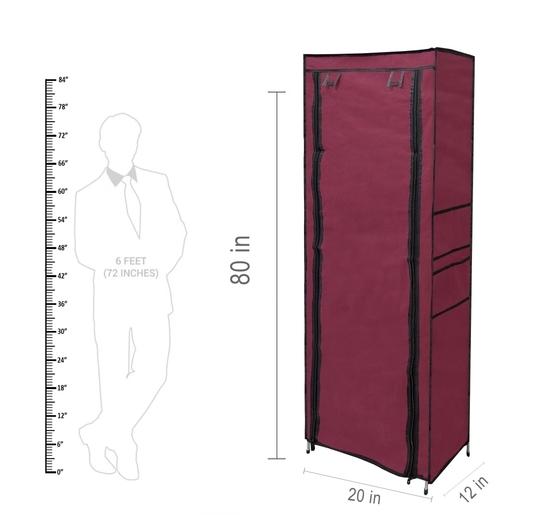 PHILOSHOP Multi-Utility Collapsible 9 Layer Metal Shoe Cabinet, Shoe Rack (Maroon)