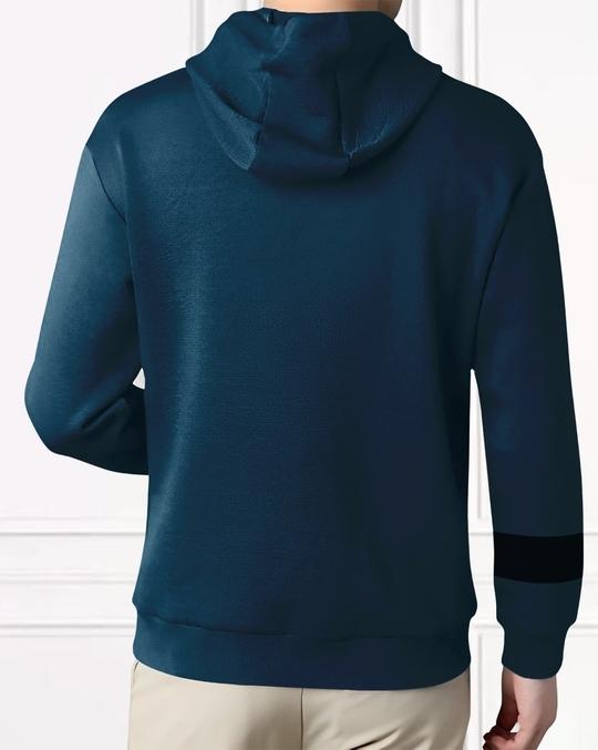 Ausk Printed Full Sleeve Hooded Tshirt For Men ( Color- Teal Blue & Black)