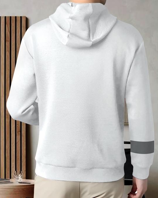 Ausk Printed Full Sleeve Hooded Tshirt For Men (Color- White & Grey) Non Returnable