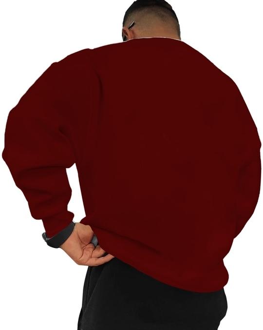 Ausk Men Full Sleeve Round Neck Printed Sweatshirt( Maroon ) Non Returnable