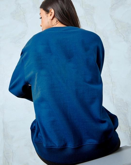 Ausk Women Full Sleeve Round Neck Printed Sweatshirt( Teal Blue ) Non Returnable