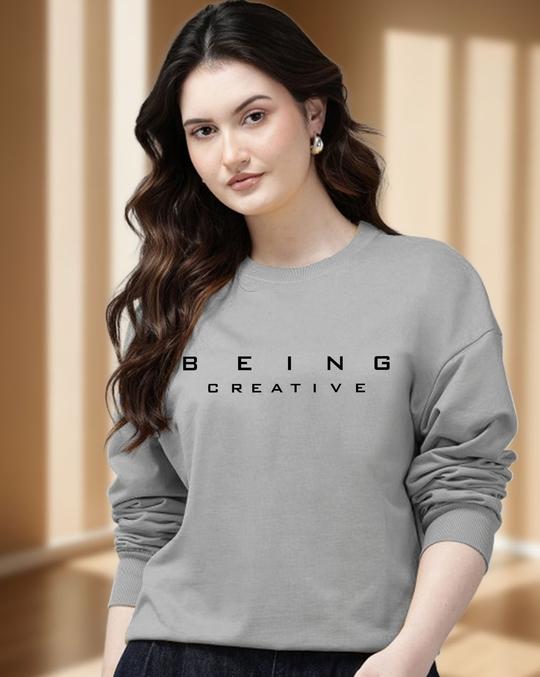 Ausk Women Full Sleeve Round Neck Printed Sweatshirt( Grey ) Non Returnable