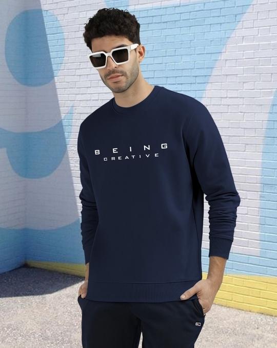 Ausk Men Full Sleeve Round Neck Printed Sweatshirt( Blue ) Non Returnable