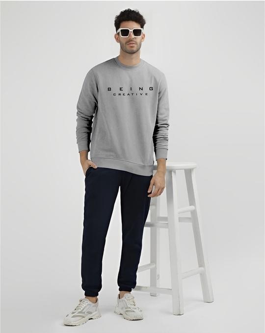 Ausk Men Full Sleeve Round Neck Printed Sweatshirt( Grey ) Non Returnable