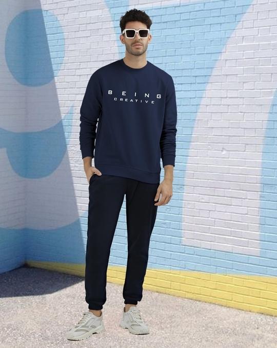Ausk Men Full Sleeve Round Neck Printed Sweatshirt( Blue ) Non Returnable