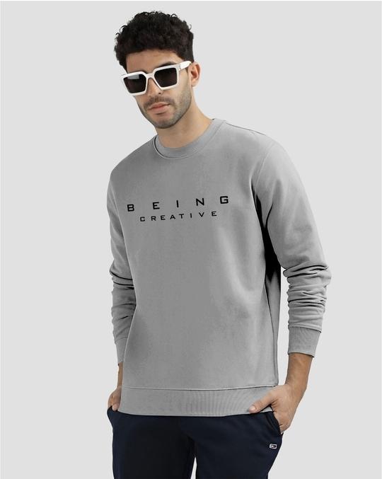 Ausk Men Full Sleeve Round Neck Printed Sweatshirt( Grey ) Non Returnable