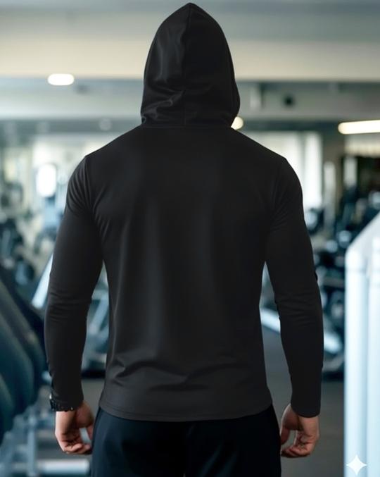 Ausk Men's Printed Full Sleeve Hooded Tshirt(Black) Non Returnable