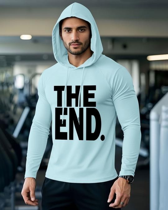 Ausk  Men's Printed Full Sleeve Hooded Tshirt/Tshirt For Men ( Sky Blue) (Non Returnable)
