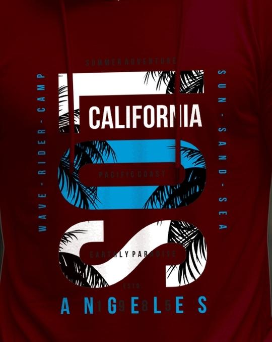 Ausk Men's Printed Full Sleeve Hooded Tshirt(Cotton Blend Fabric)(Maroon)