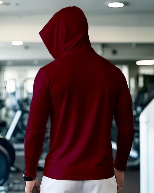 Ausk Men's Printed Full Sleeve Hooded Tshirt(Cotton Blend Fabric)(Maroon)