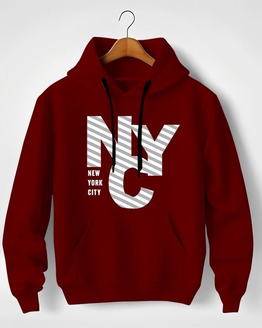 Ausk Men Full Sleeve Printed Hooded Sweatshirt(Fleece Fabric)( Color- Maroon) Non Returnable