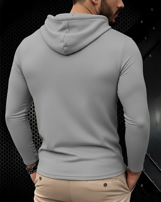 Ausk Men's Printed Full Sleeve Hooded Tshirt/Graphic printed tshirt for men(Cotton Blend)(Grey) Non Returnable