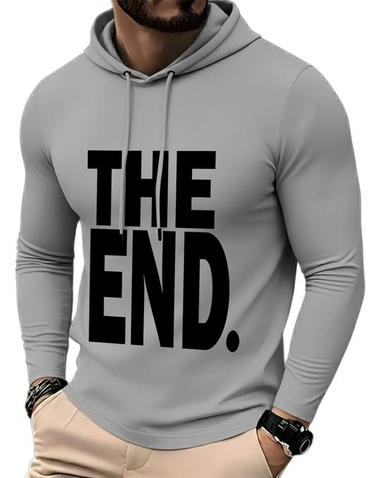 Ausk Men's Printed Full Sleeve Hooded Tshirt/Graphic printed tshirt for men(Cotton Blend)(Grey) Non Returnable