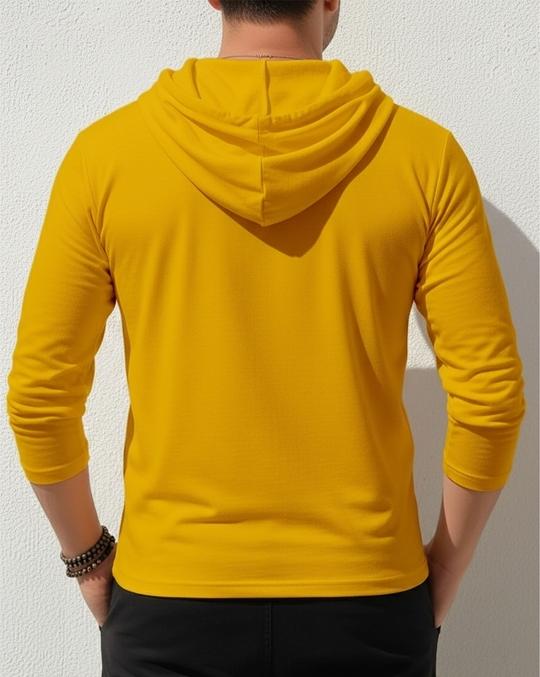 Ausk Men's Printed Full Sleeve Hooded Tshirt/Graphic printed tshirt for men(Cotton Blend)(Mustard) Non Returnable