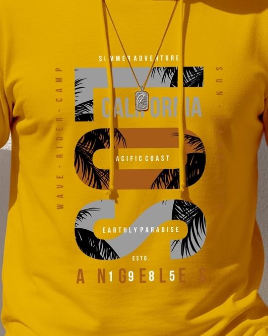 Ausk Men's Printed Full Sleeve Hooded Tshirt/Graphic printed tshirt for men(Cotton Blend)(Mustard) Non Returnable