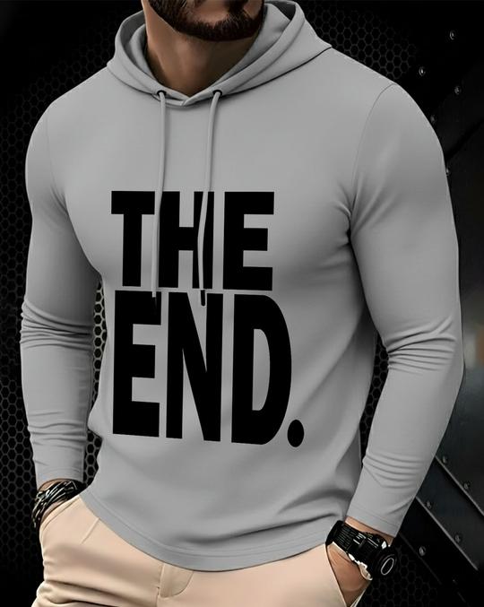 Ausk Men's Printed Full Sleeve Hooded Tshirt/Graphic printed tshirt for men(Cotton Blend)(Grey) Non Returnable