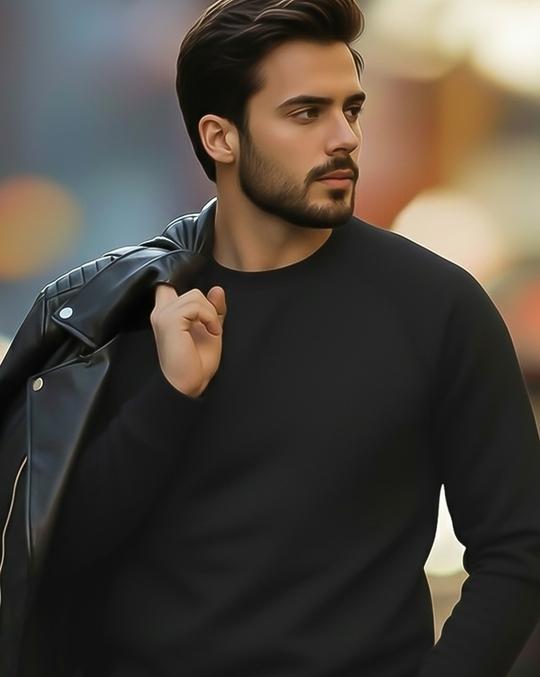 Ausk Men's Solid Black Full Sleeve Round Neck Sweatshirt ( Non Returnable)