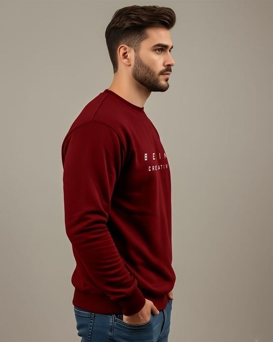 Ausk Men's Printed Maroon Full Sleeve Round Neck Sweatshirt ( Non Returnable)