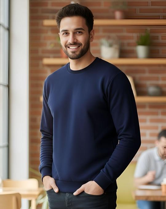 Ausk Men's Solid Blue Full Sleeve Round Neck Sweatshirt ( Non Returnable)