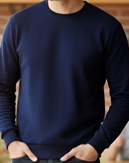 Ausk Men's Solid Blue Full Sleeve Round Neck Sweatshirt ( Non Returnable)