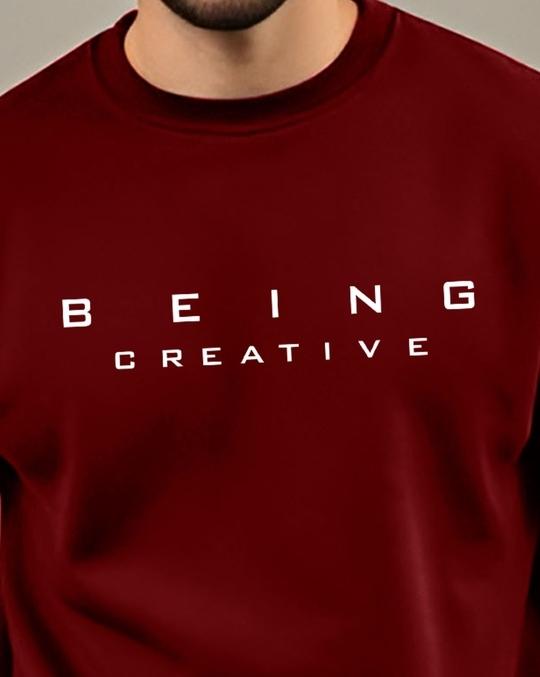 Ausk Men's Printed Maroon Full Sleeve Round Neck Sweatshirt ( Non Returnable)