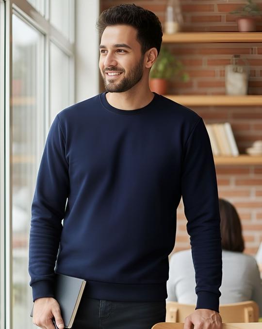 Ausk Men's Solid Blue Full Sleeve Round Neck Sweatshirt ( Non Returnable)