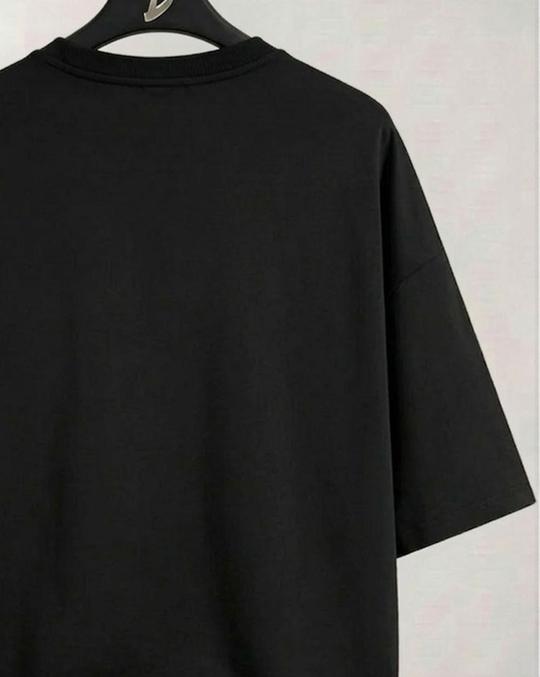 Ausk Graphic Printed Black Half Sleeve Round Neck Oversized T-shirt For Men's (Non Returnable)