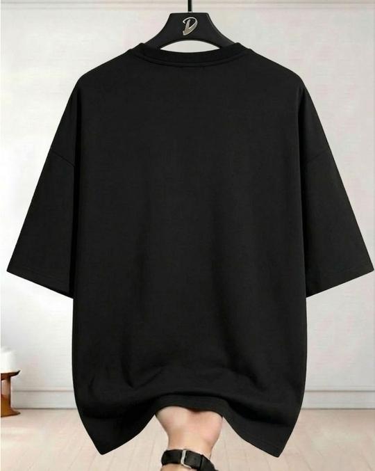 Ausk Graphic Printed Black Half Sleeve Round Neck Oversized T-shirt For Men's (Non Returnable)