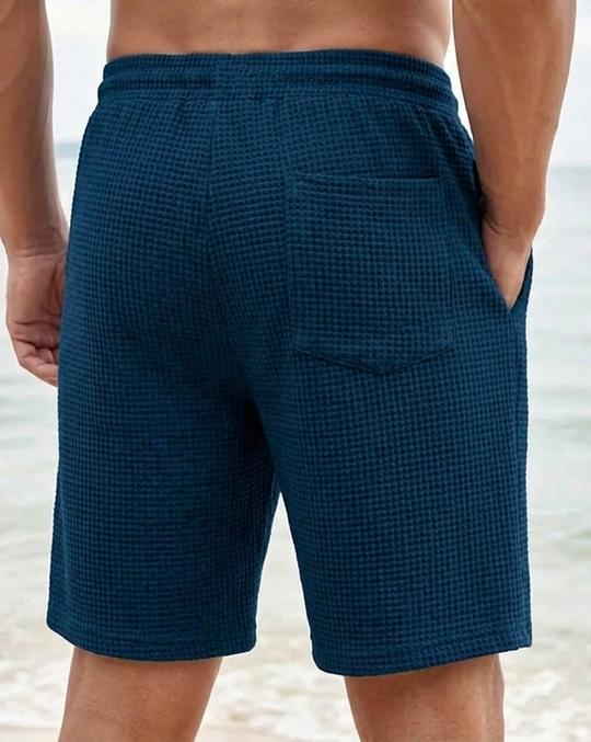 Ausk Men Solid Drawstring Waist Casual Knee Length Shorts ||Solid Men Teal Blue Basic Shorts(Non Returnable)