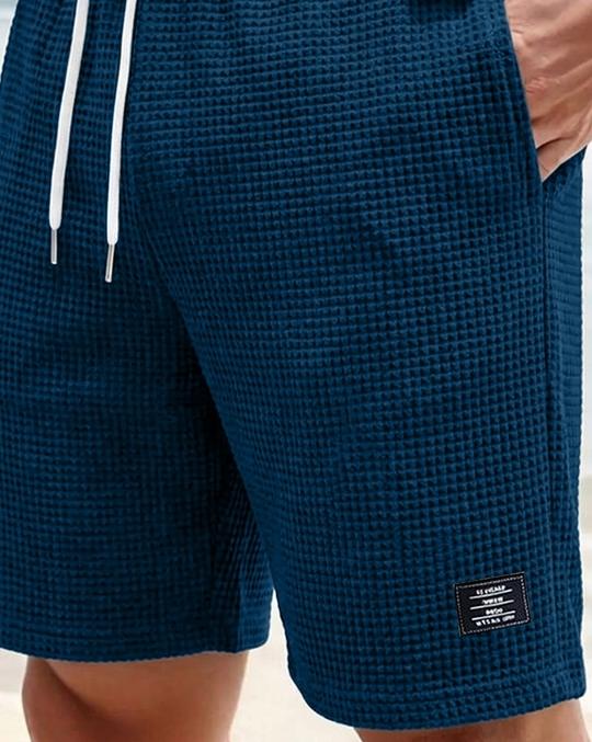 Ausk Men Solid Drawstring Waist Casual Knee Length Shorts ||Solid Men Teal Blue Basic Shorts(Non Returnable)