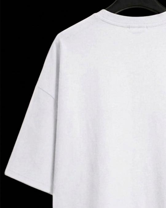 Ausk Men's Printed Half Sleeve Round Neck Oversized Cotton Blend T-Shirt (White & Black) (Non Returnable)
