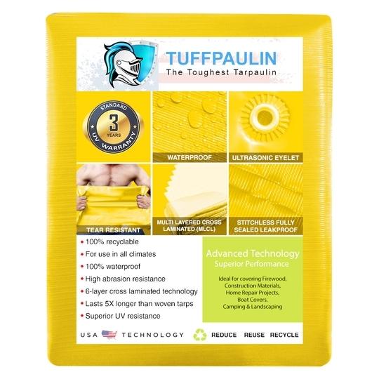 TUFFPAULIN 9FT X 6FT 150 GSM Yellow Heavy Duty Tarpaulin 100% Waterproof