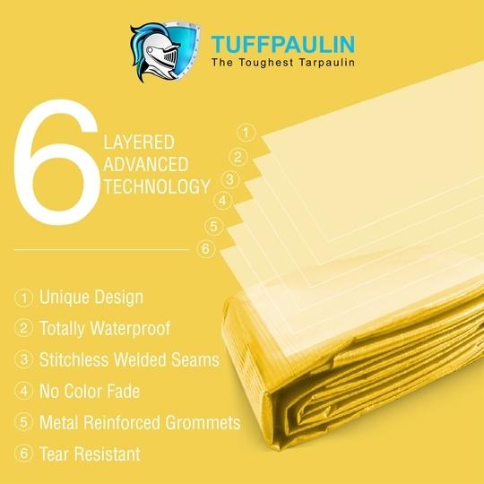 TUFFPAULIN 9FT X 6FT 150 GSM Yellow Heavy Duty Tarpaulin 100% Waterproof