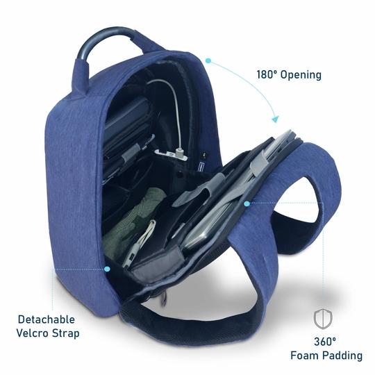 Carriall Columbus Blue & Black Smart Laptop Backpack