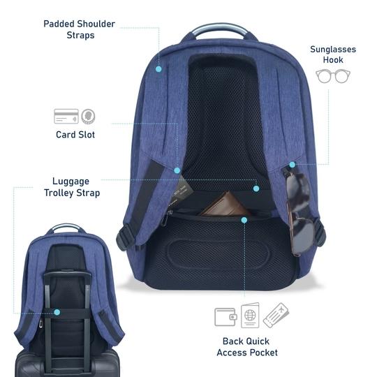 Carriall Columbus Blue & Black Smart Laptop Backpack