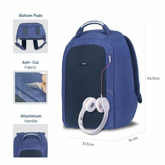 Carriall Columbus Blue & Black Smart Laptop Backpack