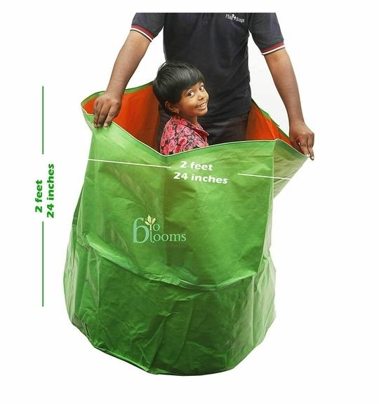 Bio Blooms Agro Polyethylene Leafy Vegetable Terrace Gardening Green Grow Bag Floor Standing Mount Type, 24 x 24 inch (pack of 4)