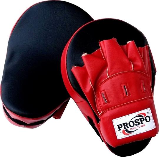 PROSPO Boxing Curved Focus Punching Mitts- Leather Training Hand Pads (Red-Black)