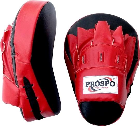 PROSPO Boxing Curved Focus Punching Mitts- Leather Training Hand Pads (Red-Black)