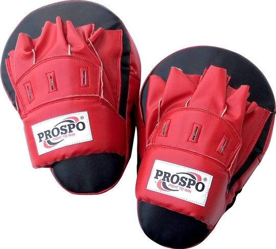 PROSPO Boxing Curved Focus Punching Mitts- Leather Training Hand Pads (Red-Black)