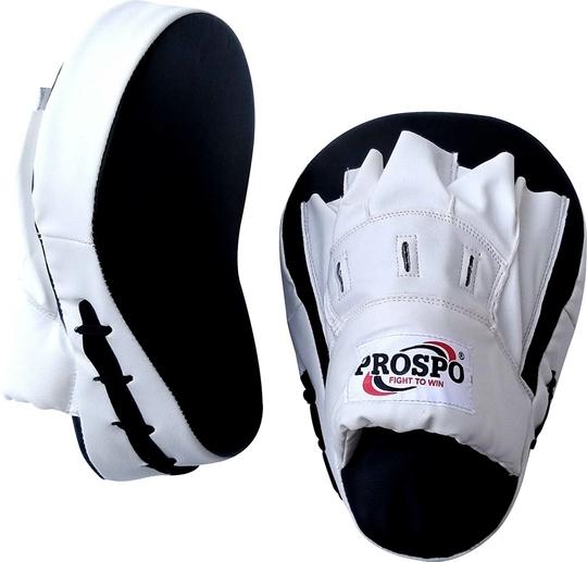 PROSPO Boxing Curved Focus Punching Mitts- Leather Training Hand Pads (Black)