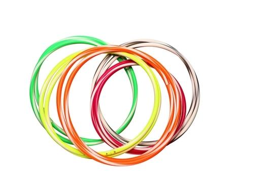 Fitfix Plastic Pe Multicolor Collapsible Travel Helix Sports Hula Hoop Exercise Fitness Playing Ring - 36 Inch (Pack Of 5)