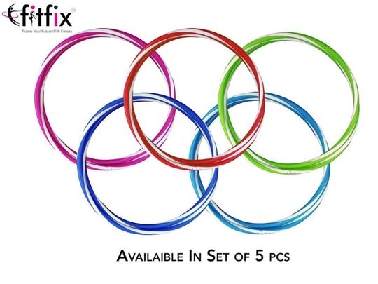Fitfix Plastic Pe Multicolor Collapsible Travel Helix Sports Hula Hoop Exercise Fitness Playing Ring - 36 Inch (Pack Of 5)