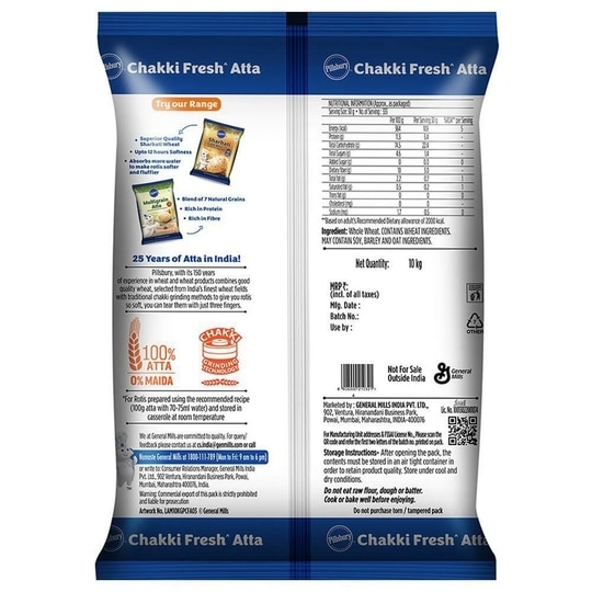 Pillsbury Superior Quality Wheat Chakki Fresh Atta 10 kg