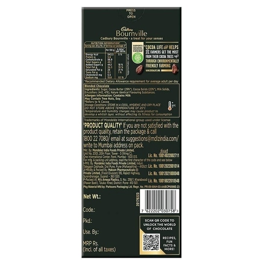 Cadbury Bournville Classic 50% Dark Chocolate 75 g